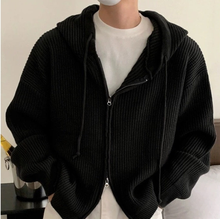 Idle Style Hooded Sweater Coat – Men’s Loose Fit High-Style | LuxeHaven