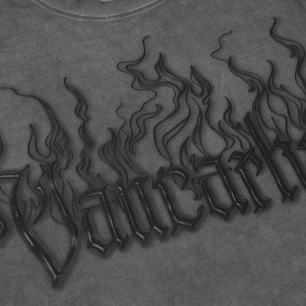 Flame Letter Puff Print Casual Vest