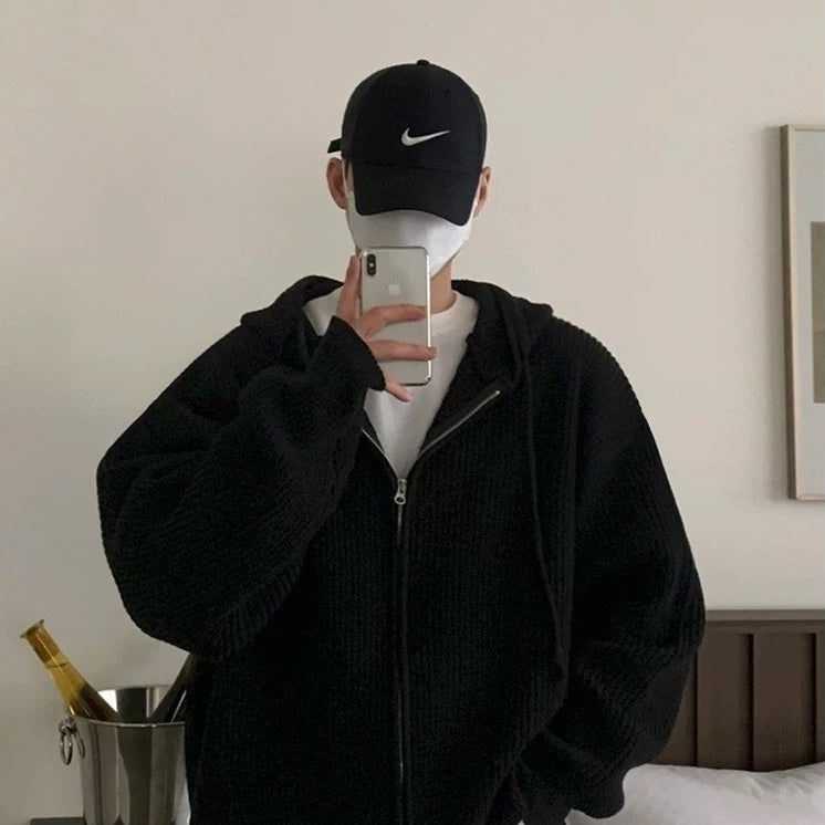 Idle Style Hooded Sweater Coat – Men’s Loose Fit High-Style | LuxeHaven