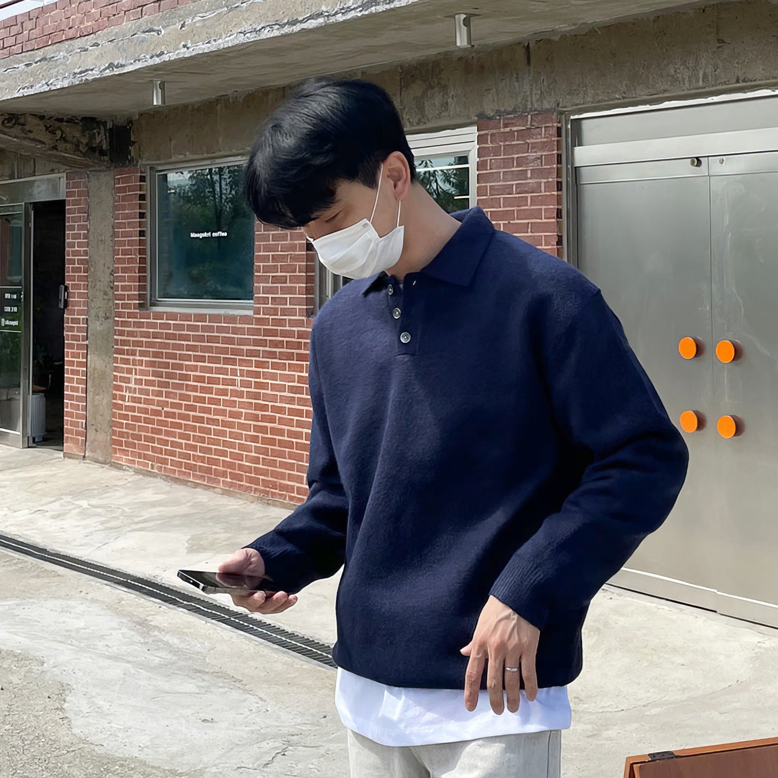 Men’s Polo Collar Knit Sweater – Classic Long-Sleeve Winter Style | LuxeHaven