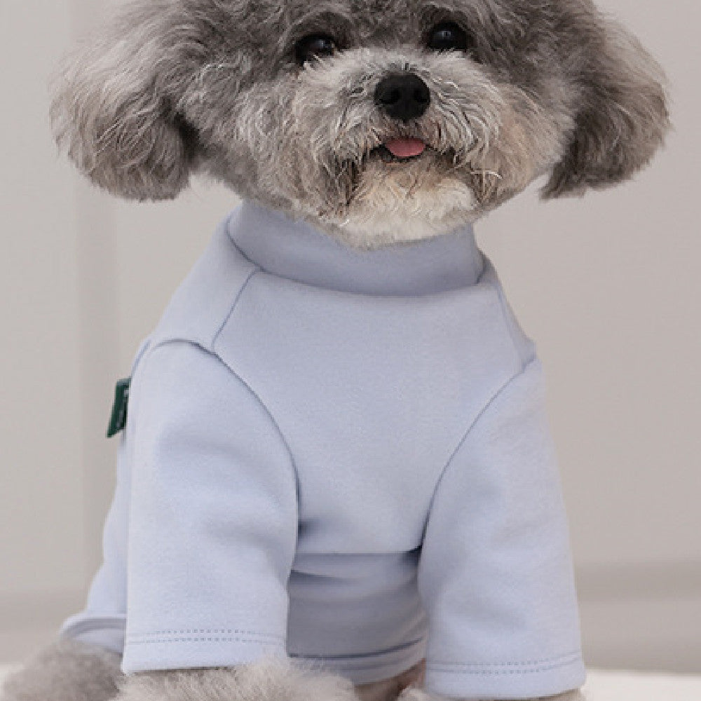 Small dog wearing LuxeHaven thick warm cotton winter hoodie.