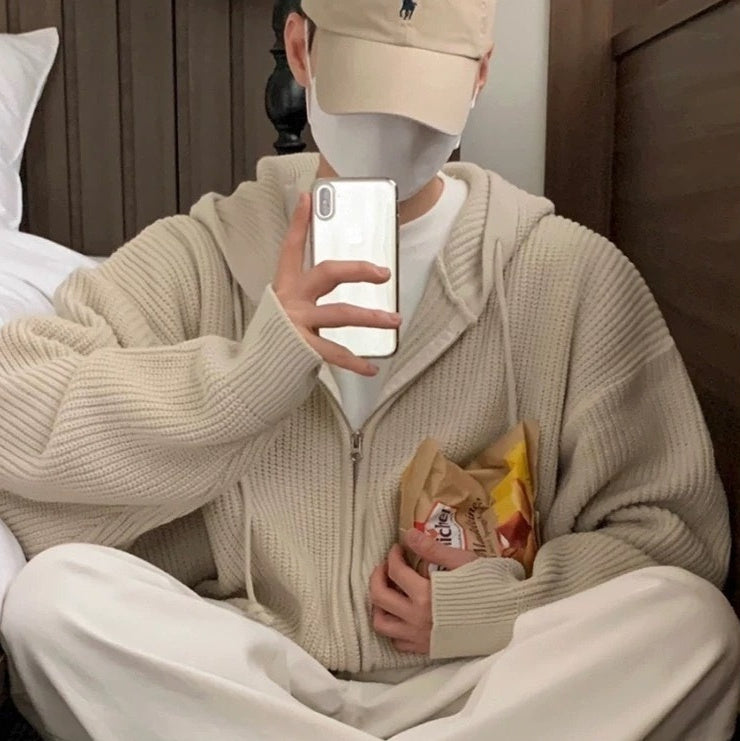 Idle Style Hooded Sweater Coat – Men’s Loose Fit High-Style | LuxeHaven