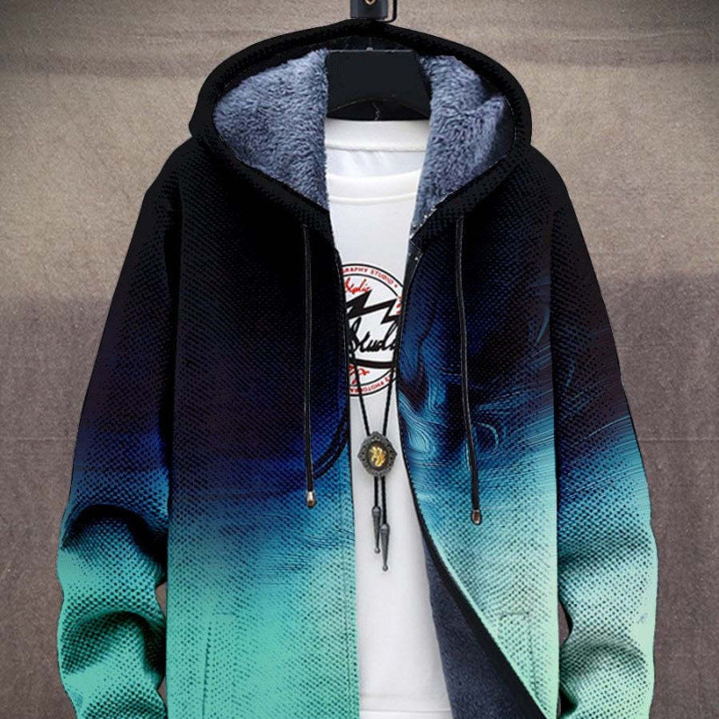 Model wearing Men’s 3D Digital Print Jacket in bold streetwear design – LuxeHaven