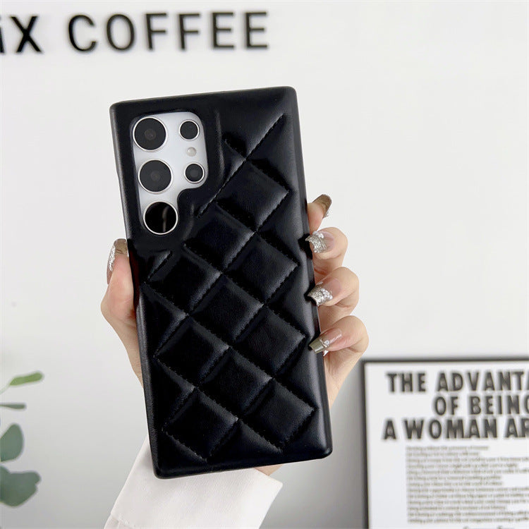Diamond Plaid Leather Phone Case | Elegant & Protective – LuxeHaven
