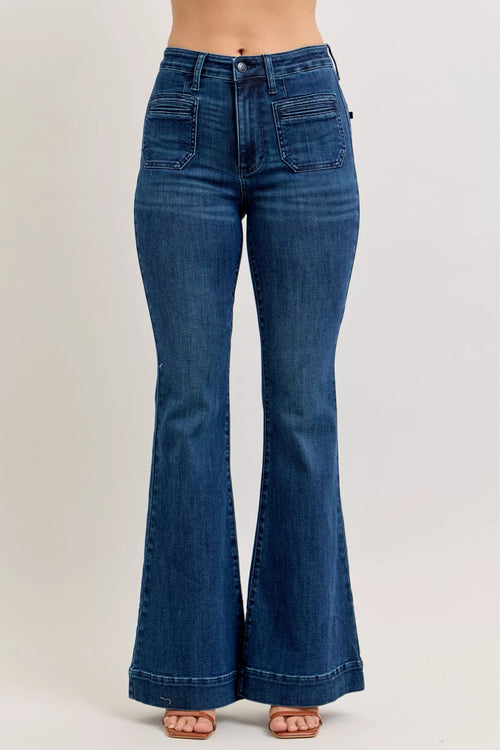 LuxeHaven high waisted flare jeans women stretch denim front pockets