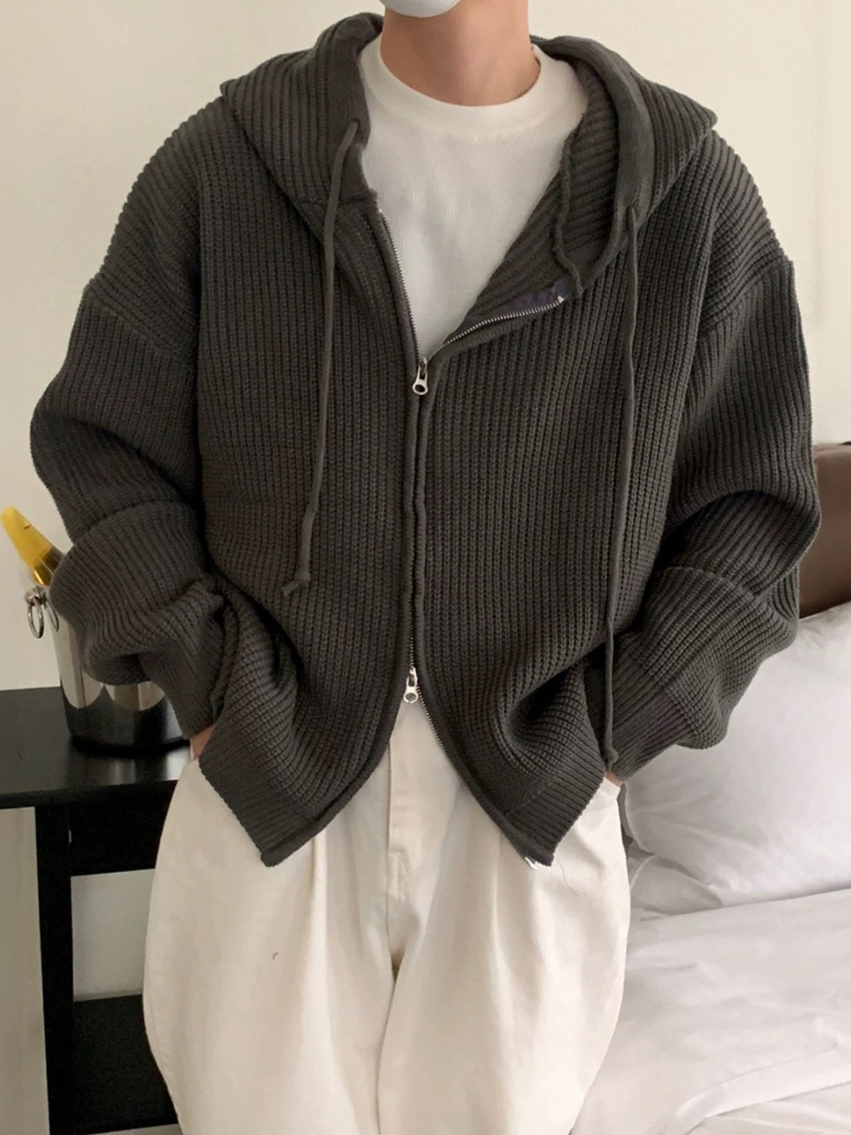 Idle Style Hooded Sweater Coat – Men’s Loose Fit High-Style | LuxeHaven