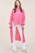 LuxeHaven™ Oversized Shirt With Long Back for women featuring a relaxed oversized fit and stylish high-low hem design