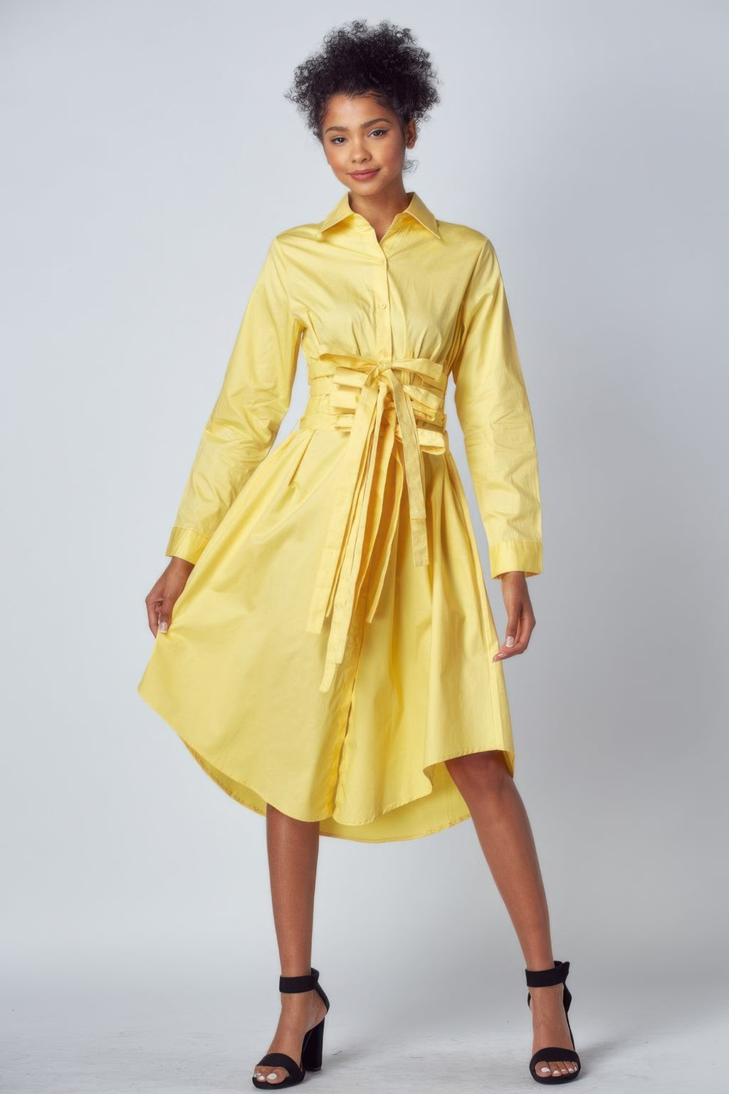 LuxeHaven™ Shirt Dress With Tie Up Belt Detail for women featuring a belted waist and elegant button-up design
