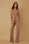 LuxeHaven One Shoulder Strap Draped Layer Rhinestone Set featuring one-shoulder styling, draped layered design, rhinestone accents, and elegant two-piece silhouette