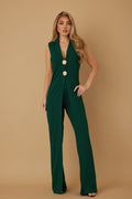 LuxeHaven Open Flap With Metal Shank Button Jumpsuit featuring button front closure, utility-inspired design, open flap pockets, and tailored one-piece silhouette