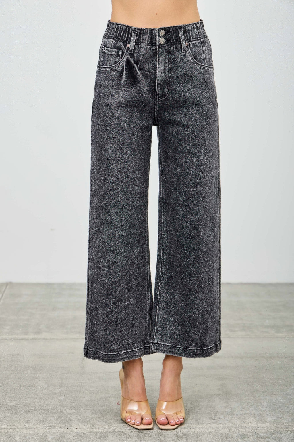 High Rise Wide Crop cropped wide-leg denim jeans with stretch fabric and classic five-pocket styling in a modern relaxed fit