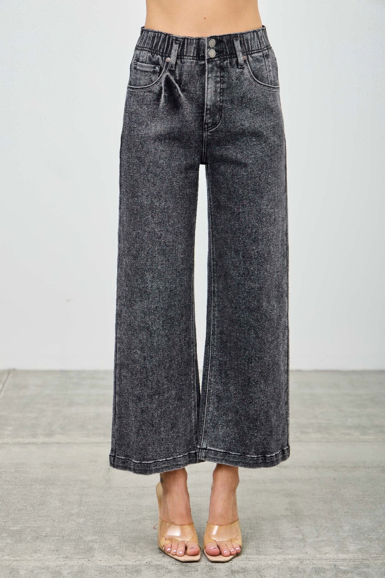 High Rise Wide Crop cropped wide-leg denim jeans with stretch fabric and classic five-pocket styling in a modern relaxed fit
