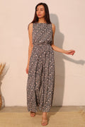 LuxeHaven™ women’s sleeveless bubble jumpsuit featuring lightweight flowy fabric, relaxed silhouette, and elegant drape for versatile statement styling.