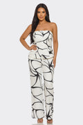 LuxeHaven™ Abstract Motion Two-Piece Set front view women’s artistic wide-leg outfit