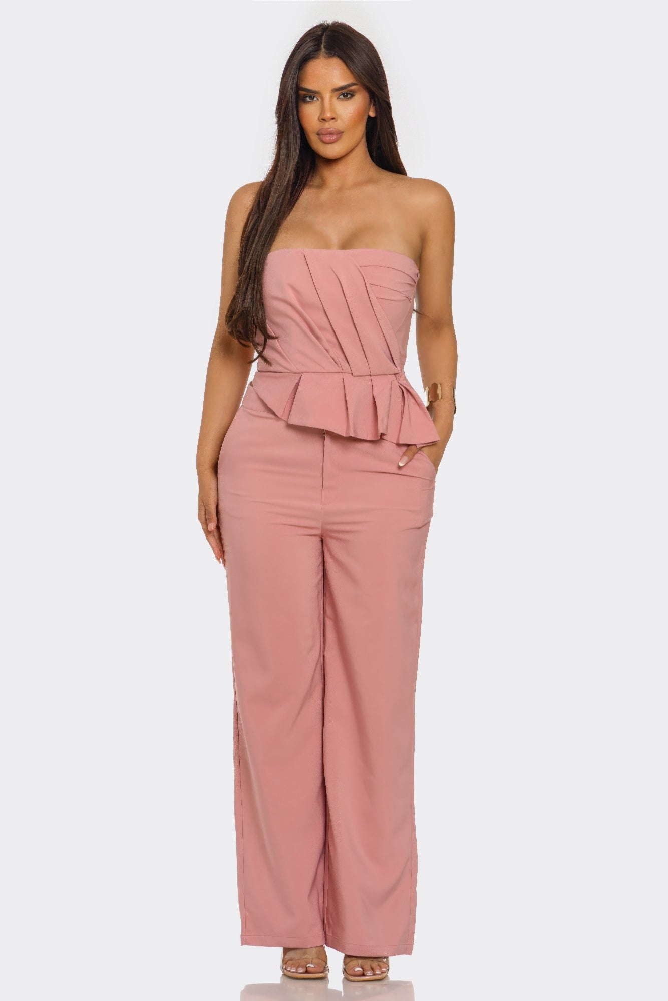 LuxeHaven sculpted grace two piece set front view elegant tailored outfit