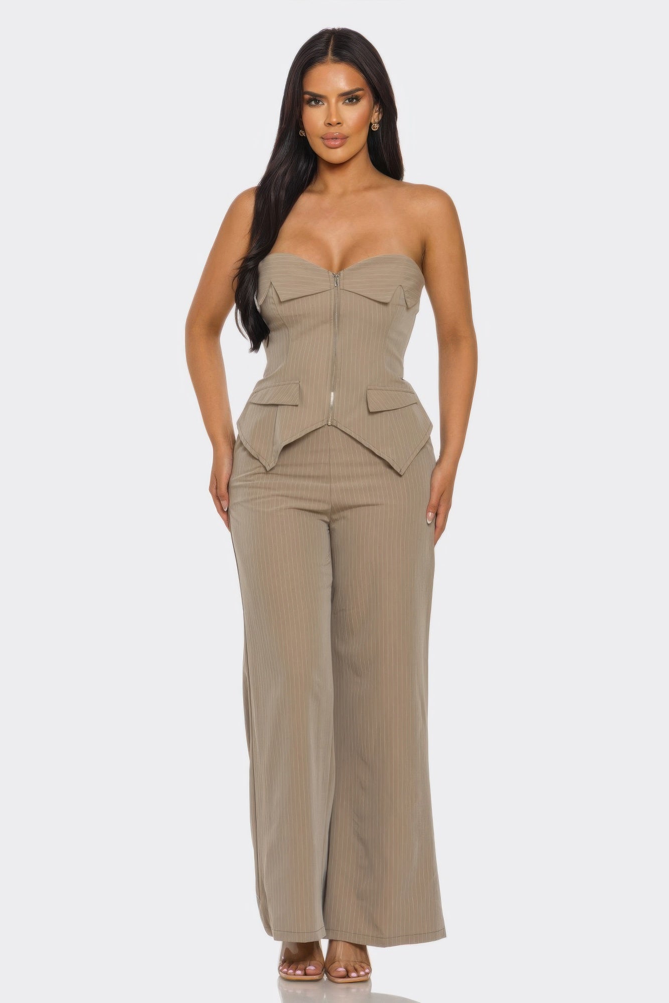 LuxeHaven™ women’s crimson velvet two-piece set featuring halter crop top, criss-cross neckline, and high-waisted flared pants for glamorous statement styling.