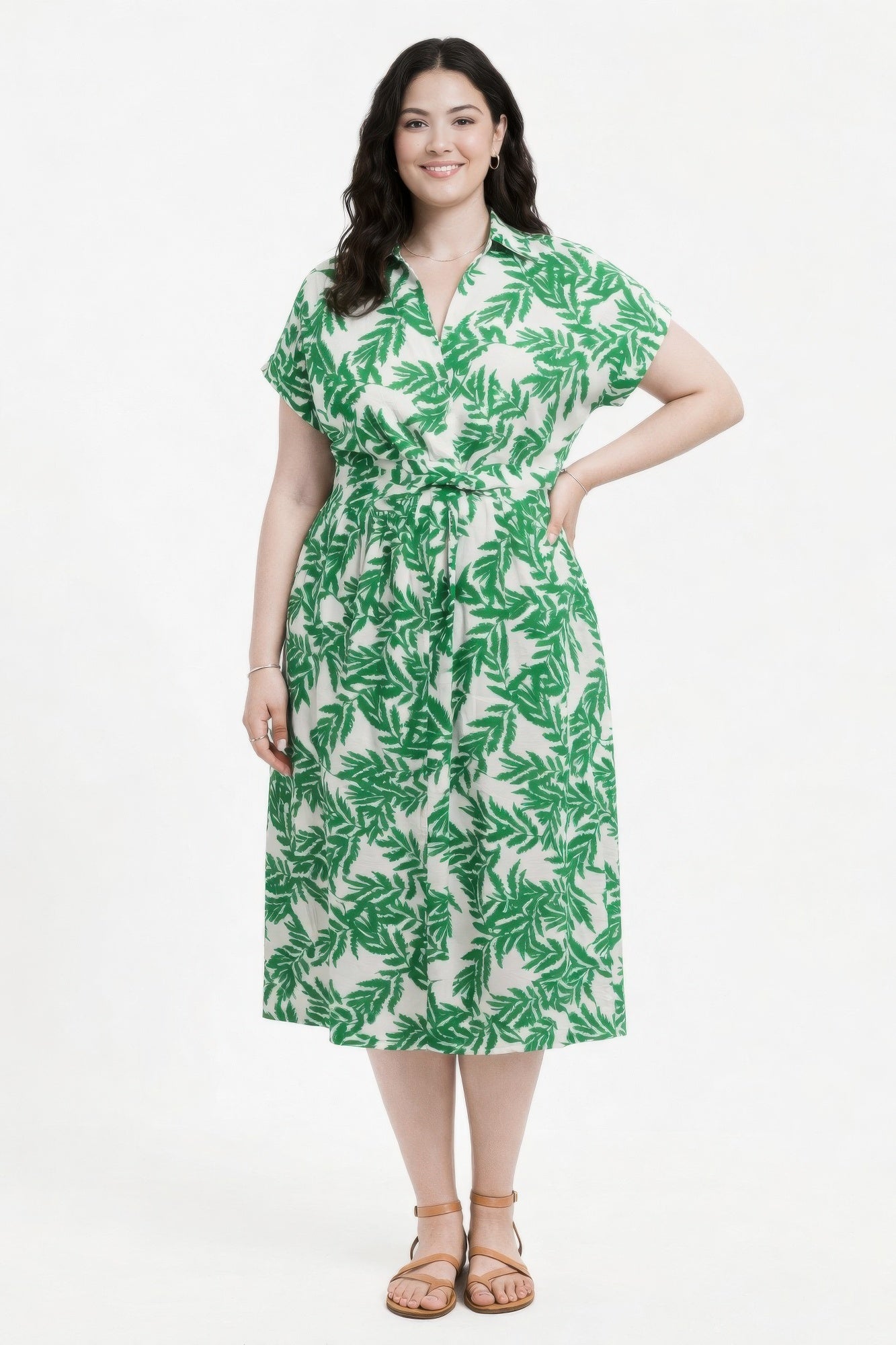 LuxeHaven botanical print midi dress front view elegant women outfit
Collared wrap waist floral midi dress summer fashion LuxeHaven
Women wearing botanical print dress stylish summer outfit
Close up floral fabric wrap midi dress detail texture
Midi dress size chart measurement guide LuxeHaven fashion
