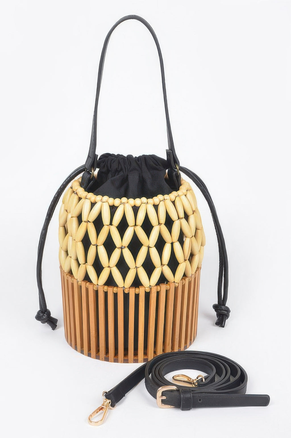 LuxeHaven handmade bamboo clutch woven handbag front view