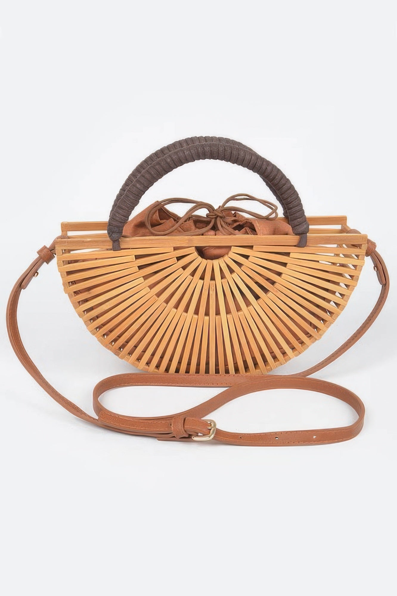 LuxeHaven handmade bamboo clutch with woven open-weave design, structured silhouette, and lightweight resort-inspired summer styling.