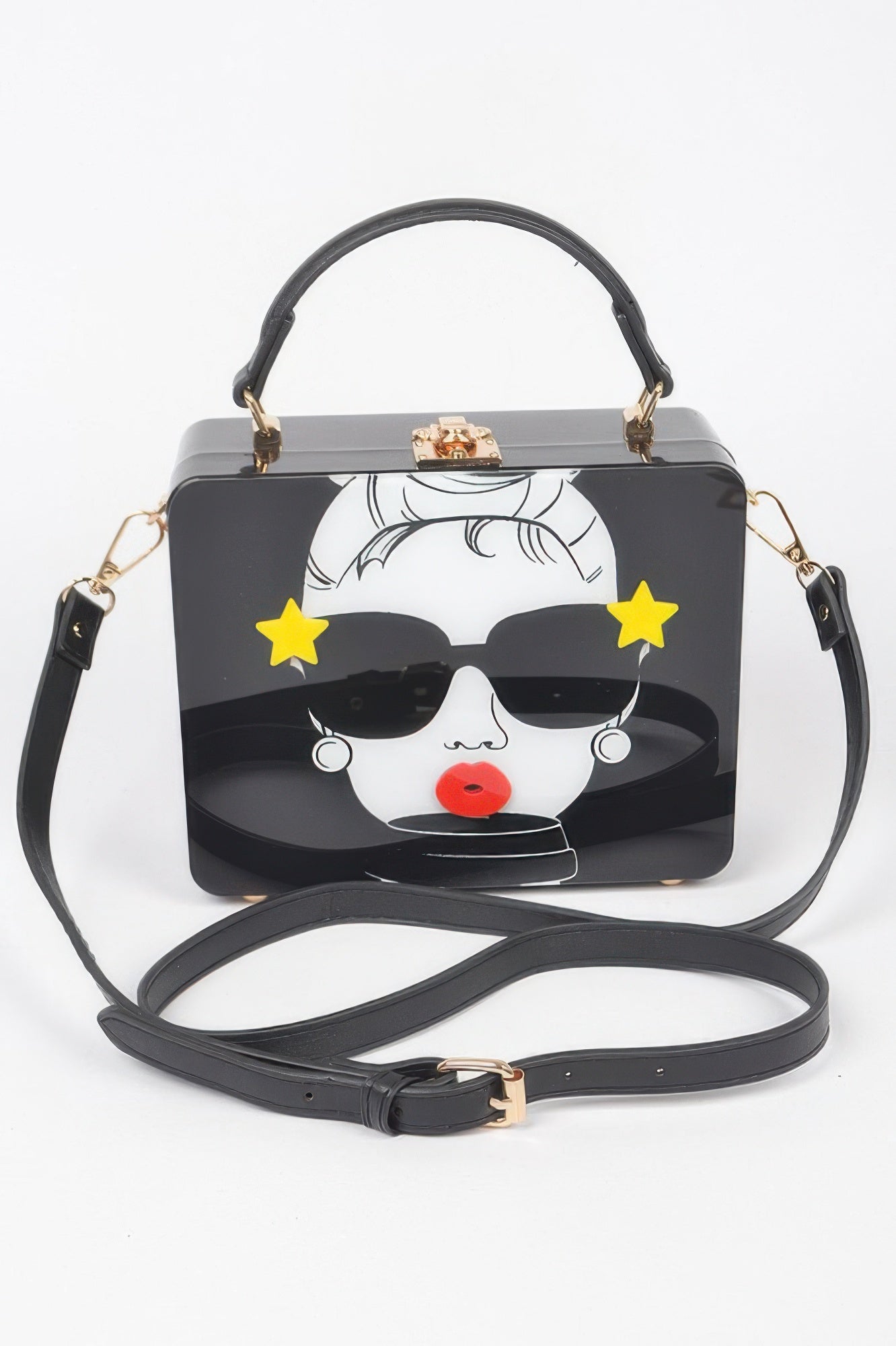 LuxeHaven acrylic box clutch transparent evening handbag front view