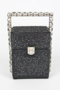 LuxeHaven rhinestone handle stoned party clutch featuring sparkling crystal embellishments and an elegant evening design.