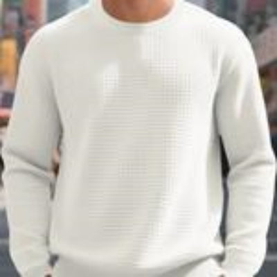 LuxeHaven unisex jacquard round neck hoodie for men and women.