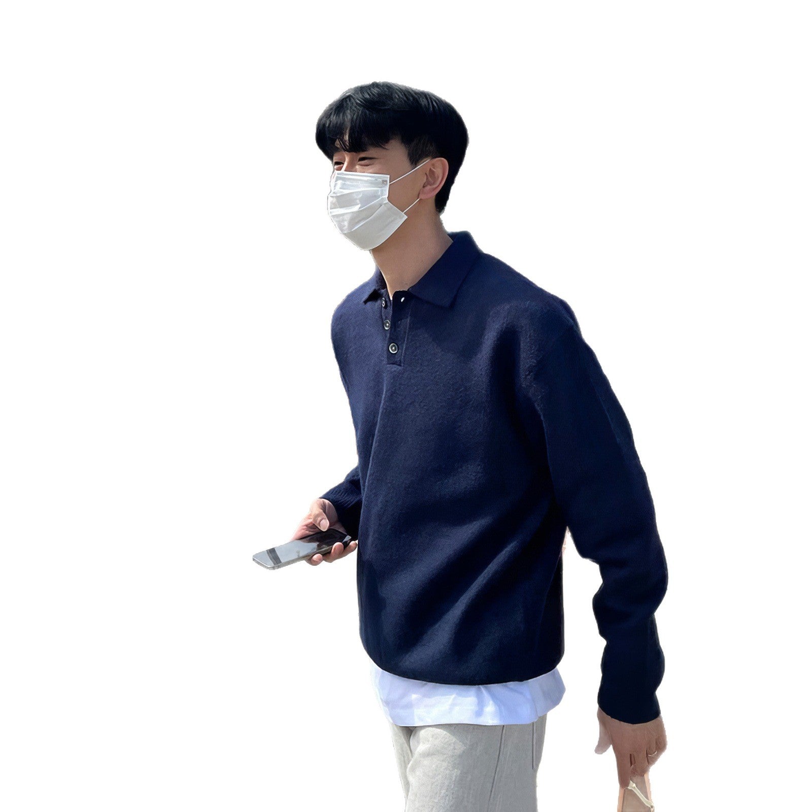 Men’s Polo Collar Knit Sweater – Classic Long-Sleeve Winter Style | LuxeHaven