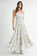 LuxeHaven™ MABLE women’s floral tiered maxi dress featuring cami straps, flowing layered silhouette, and elegant summer styling.
