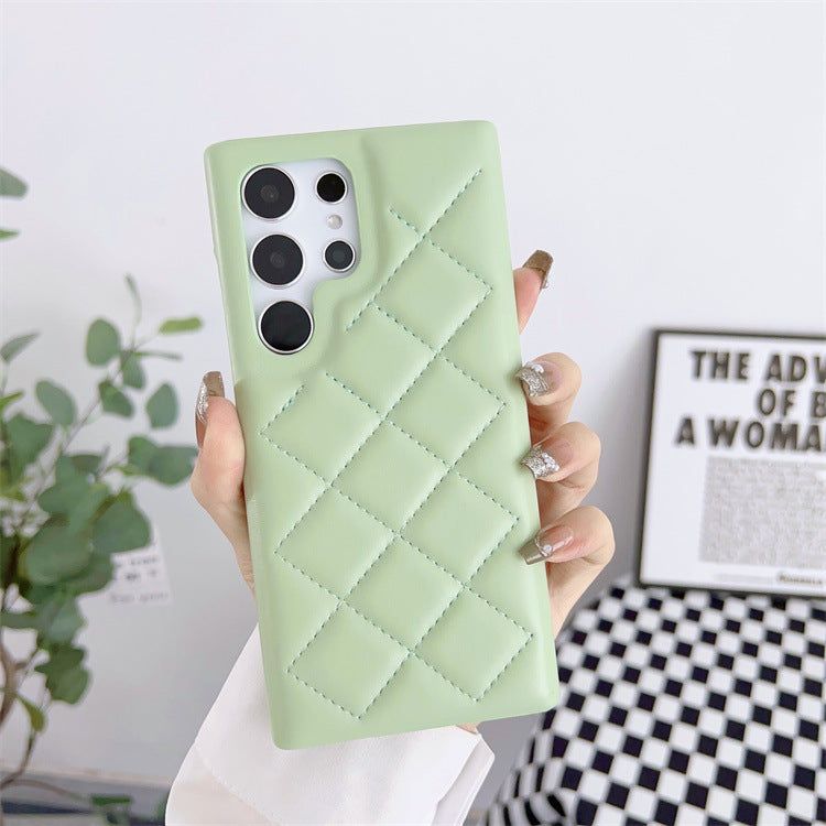 Diamond Plaid Leather Phone Case | Elegant & Protective – LuxeHaven