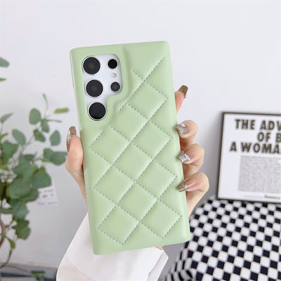 Diamond Plaid Leather Phone Case | Elegant & Protective – LuxeHaven