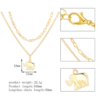 Layered Necklace Two-piece Necklace Elephant